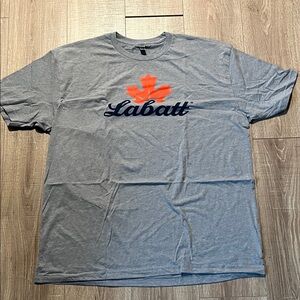 Next Level Apparel Gray T-Shirt with Red and Blue Labatt Logo Size 2XL